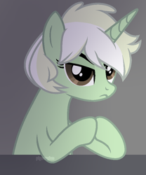 Size: 640x768 | Tagged: safe, artist:pigeorgien, imported from derpibooru, oc, oc only, oc:trefoil clover, pony, unicorn, base used, female, mare, serious, serious face, show accurate, solo