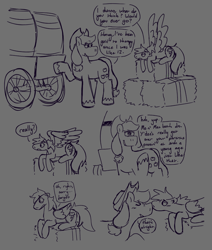 Size: 1194x1410 | Tagged: safe, artist:tezzart, artist:tezzbot, imported from derpibooru, applejack, rainbow dash, earth pony, pegasus, appledash, applejack's parents, comic, dialogue, female, grayscale, lesbian, monochrome, shipping, therapy