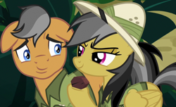 Size: 1584x960 | Tagged: safe, imported from derpibooru, screencap, daring do, quibble pants, earth pony, pegasus, pony, season 6, stranger than fan fiction, duo, female, male, mare, rock, stallion