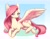 Size: 2800x2200 | Tagged: safe, artist:anvalina, imported from derpibooru, fluttershy, pegasus, pony, cute, female, gradient background, head turned, high res, looking at you, lying down, mare, prone, shyabetes, smiling, solo, spread wings, three quarter view, turned head, wings