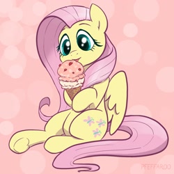 Size: 2048x2048 | Tagged: safe, artist:pfeffaroo, imported from derpibooru, fluttershy, cute, food, ice cream, shyabetes, solo