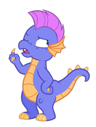 Size: 2872x3800 | Tagged: safe, artist:equmoria, imported from derpibooru, master kenbroath gilspotten heathspike, dragon, the princess promenade, absurd resolution, frown, g3, g3 to g4, g4, generation leap, hand on hip, high res, male, one eye closed, open mouth, show accurate, simple background, solo, transparent background, vector