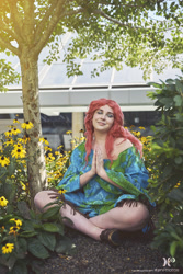 Size: 1365x2048 | Tagged: safe, artist:lochlan o'neil, artist:xen photography, imported from derpibooru, tree hugger, human, bronycon, bronycon 2015, clothes, cosplay, costume, eyes closed, irl, irl human, photo, sitting, tree