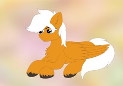 Size: 1280x893 | Tagged: safe, artist:creatorjessie, imported from derpibooru, oc, oc only, oc:breezy brown, pegasus, pony, blue eyes, brown fur, chest fluff, ear fluff, gift art, male, pegasus oc, simple background, solo, stallion, white hair, white mane, wings
