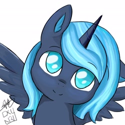 Size: 2480x2480 | Tagged: safe, artist:cxynbl, artist:闪电_lightning, imported from derpibooru, princess luna, alicorn, pony, high res, looking at you, solo, younger