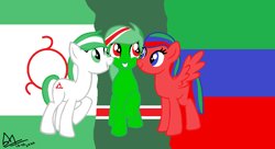 Size: 1068x583 | Tagged: safe, artist:angelovalouva, imported from derpibooru, pony, chechnya, dagestan, ingushetia, nation ponies, ponified, russia, trio