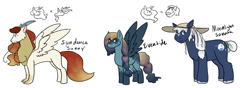 Size: 8000x2800 | Tagged: safe, artist:moonstruck-badger, imported from derpibooru, discord, princess celestia, princess luna, rockhoof, oc, oc:prince moonlight sonata, oc:princess eventide, oc:princess sundance, earth pony, hybrid, pegasus, pony, cousins, dislestia, draconequus hybrid, female, interspecies offspring, male, mare, offspring, parent:discord, parent:princess celestia, parent:princess luna, parent:rockhoof, parents:dislestia, parents:rockluna, shipping, siblings, simple background, stallion, straight, white background