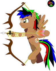 Size: 2354x3016 | Tagged: safe, alternate version, artist:kyoshyu, imported from derpibooru, oc, oc only, oc:bucolique, pegasus, pony, arrow, bow (weapon), bow and arrow, dexterous hooves, glasses, high res, male, simple background, solo, stallion, transparent background, weapon