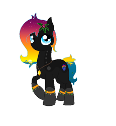 Size: 491x532 | Tagged: safe, artist:joan-grace, imported from derpibooru, oc, oc only, earth pony, pony, coat markings, earth pony oc, ethereal mane, flower, flower in hair, jewelry, necklace, raised hoof, socks (coat markings), solo, starry mane