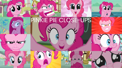 Size: 1280x721 | Tagged: safe, edit, edited screencap, editor:quoterific, imported from derpibooru, screencap, pinkie pie, steam roller (character), steam roller (g4), earth pony, pony, a friend in deed, bridle gossip, call of the cutie, father knows beast, filli vanilli, make new friends but keep discord, party of one, season 1, season 2, season 4, season 5, season 7, season 8, secrets and pies, the last roundup, spoiler:s08, breaking the fourth wall, close-up, collage, cute, derp, diapinkes, dilated pupils, pinkamena diane pie, pinkie promise, puppy dog eyes, spitty pie