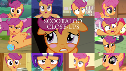 Size: 1280x721 | Tagged: safe, edit, edited screencap, editor:quoterific, imported from derpibooru, screencap, apple bloom, cheerilee, scootaloo, sweetie belle, earth pony, pegasus, pony, unicorn, flight to the finish, hearts and hooves day (episode), season 1, season 2, season 3, season 4, season 8, season 9, sleepless in ponyville, the last crusade, the show stoppers, the washouts (episode), spoiler:s08, spoiler:s09, apple bloom's bow, blushing, bow, close-up, cute, cutealoo, cutie mark crusaders, eyes closed, female, filly, floppy ears, hair bow, helmet, open mouth, sleepy, tired