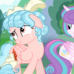 Size: 640x640 | Tagged: artist needed, safe, imported from derpibooru, cozy glow, princess flurry heart, alicorn, pegasus, pony, a better ending for cozy, duo, duo female, female, mare, messy hair, messy mane, older, older cozy glow, older flurry heart