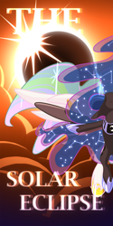 Size: 1080x2160 | Tagged: safe, artist:ca(oh)2, imported from derpibooru, princess celestia, princess luna, eclipse, solar eclipse