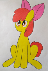 Size: 2461x3589 | Tagged: safe, artist:thunderrainbowshadow, imported from derpibooru, apple bloom, earth pony, pony, female, filly, high res, solo, traditional art