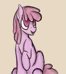 Size: 681x759 | Tagged: safe, artist:ahorseofcourse, berry punch, berryshine, earth pony, pony, female, mare, open mouth, raised hoof, simple background, sitting, solo
