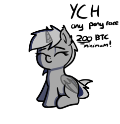 Size: 575x595 | Tagged: safe, artist:neuro, oc, oc only, pony, commission, eyes closed, female, mare, simple background, sitting, text, white background, your character here