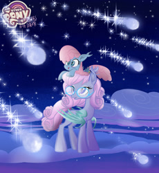 Size: 1280x1392 | Tagged: safe, artist:keafonthelookinglass, imported from derpibooru, oc, oc:villainy malice, bat pony, cute, female, filly, glasses, meteor shower, neighflheim, night, night sky, sky, your other pony