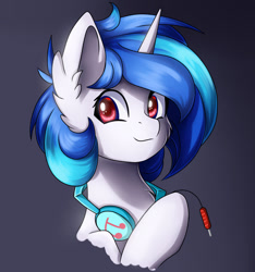 Size: 1280x1369 | Tagged: safe, artist:natanvok, imported from derpibooru, dj pon-3, vinyl scratch, pony, unicorn, bust, cute, ear fluff, female, headphones, looking at you, mare, missing accessory, portrait, simple background, smiling, solo, vinylbetes