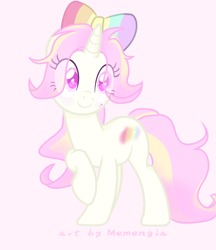 Size: 1680x1947 | Tagged: safe, artist:memengla, imported from derpibooru, oc, oc:memengla, pony, unicorn, bow, eye clipping through hair, hair bow, solo