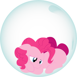 Size: 2600x2600 | Tagged: safe, artist:alexdti, imported from derpibooru, pinkie pie, earth pony, pony, twilight's kingdom, bubble, female, floppy ears, frown, high res, magic, mare, missing cutie mark, sad, simple background, solo, transparent background