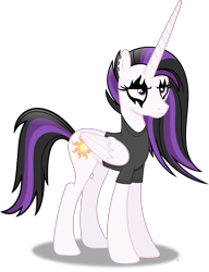 Size: 5997x7828 | Tagged: safe, artist:anime-equestria, imported from derpibooru, princess celestia, alicorn, pony, between dark and dawn, absurd resolution, alternate hairstyle, bored, clothes, ear piercing, emo, face paint, female, frown, goth, horn, mare, piercing, punklestia, shirt, simple background, solo, transparent background, vector, wings