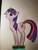 Size: 2736x3648 | Tagged: safe, artist:sad-moustache, imported from derpibooru, twilight sparkle, butterfly, pony, unicorn, butterfly on nose, grass, high res, insect on nose, long legs, solo, traditional art, unicorn twilight