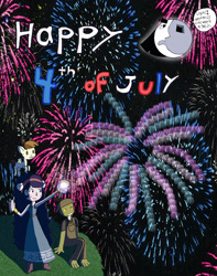 Size: 2540x3219 | Tagged: safe, imported from derpibooru, featherweight, 4th of july, crossover, festivia butterfly, fireworks, high res, holiday, joel g, moony, oddworld, star vs the forces of evil, toby the mudokon, united states