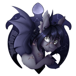 Size: 2224x2224 | Tagged: safe, artist:mychelle, imported from derpibooru, oc, oc only, oc:wartorn, bat pony, pony, high res, male, solo, stallion