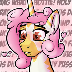 Size: 500x500 | Tagged: safe, artist:cocaine, imported from derpibooru, oc, oc only, oc:princess coke, alicorn, zebra, zebra alicorn, alicorn oc, blushing, horn, wings, zebra oc