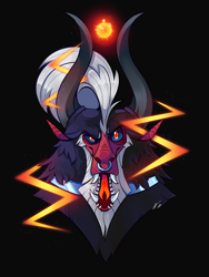 Size: 1280x1700 | Tagged: safe, artist:shebbart, imported from derpibooru, lord tirek, centaur, black background, bust, fangs, looking at you, male, simple background, solo