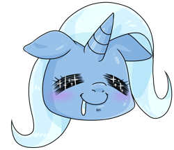 Size: 740x640 | Tagged: safe, artist:batipin, imported from derpibooru, trixie, pony, unicorn, drool, floppy ears, happy, head only, simple background, solo, transparent background