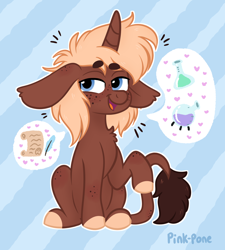 Size: 1316x1460 | Tagged: safe, artist:pink-pone, imported from derpibooru, oc, oc only, oc:ginger spice, pony, unicorn, big ears, floppy ears, male, pictogram, solo, stallion