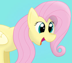 Size: 1280x1114 | Tagged: safe, artist:doodledonutart, artist:pony-thunder, imported from derpibooru, fluttershy, pegasus, pony, atg 2021, blue background, cute, daaaaaaaaaaaw, newbie artist training grounds, open mouth, shyabetes, simple background, solo, tongue out