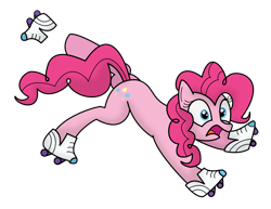 Size: 3771x2912 | Tagged: safe, artist:doodledonutart, artist:pony-thunder, imported from derpibooru, pinkie pie, pony, atg 2021, high res, newbie artist training grounds, roller skates, simple background, skates, solo, transparent background