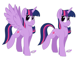 Size: 2297x1747 | Tagged: safe, artist:moccabliss, imported from derpibooru, twilight sparkle, alicorn, pony, unicorn, duality, self ponidox, simple background, solo, transparent background, twilight sparkle (alicorn), unicorn twilight