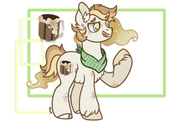 Size: 1600x1118 | Tagged: safe, artist:caramelbolt24, imported from derpibooru, oc, oc only, oc:wheat beer, earth pony, pony, alcohol, beer, chest fluff, ear fluff, earth pony oc, magical lesbian spawn, neckerchief, offspring, open mouth, parent:applejack, parent:princess celestia, parents:applelestia, raised hoof, signature, simple background, smiling, solo, story included, transparent background, unshorn fetlocks