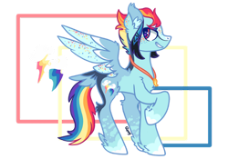 Size: 1600x1118 | Tagged: safe, artist:caramelbolt24, imported from derpibooru, rainbow dash, pegasus, pony, alternate design, ear fluff, female, grin, hoof fluff, mare, raised hoof, simple background, smiling, solo, story included, transgender, transparent background, wings