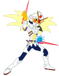 Size: 3690x4812 | Tagged: safe, artist:gmaplay, imported from derpibooru, oc, oc only, oc:saint rider, pegasus, pony, equestria girls, armor, beam saber, gun, handgun, pegasus ryu sei ken, revolver, saint seiya, simple background, solo, transparent background, weapon