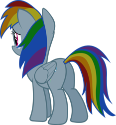 Size: 2364x2537 | Tagged: safe, artist:lt-fleur, imported from derpibooru, rainbow dash, pegasus, pony, butt, female, high res, mare, plot, rainbutt dash, rear view, sad, show accurate, simple background, solo, transparent background, vector