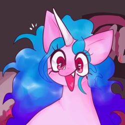 Size: 3000x3000 | Tagged: dead source, safe, artist:axollady, artist:axollungz, imported from derpibooru, izzy moonbow, pony, unicorn, cute, cute little fangs, emanata, fangs, female, g5, heart tongue, high res, mare, open mouth, solo