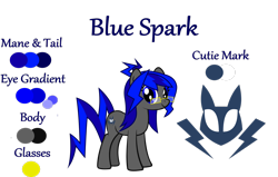 Size: 3068x1954 | Tagged: safe, artist:lt-fleur, imported from derpibooru, oc, oc only, oc:blue spark, earth pony, pony, commission, cutie mark, female, glasses, mare, reference sheet, show accurate, simple background, solo, standing, transparent background, vector