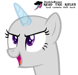 Size: 958x916 | Tagged: safe, artist:kingbases, imported from derpibooru, oc, oc only, pony, unicorn, bald, base, eyelashes, female, horn, mare, open mouth, simple background, smiling, solo, transparent background, unicorn oc