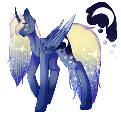 Size: 2000x2000 | Tagged: safe, artist:youmisama13, imported from derpibooru, derpy hooves, princess luna, alicorn, pony, curved horn, fusion, horn, simple background, solo, transparent background