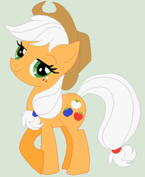 Size: 318x386 | Tagged: safe, artist:jadeharmony, artist:jadethepegasus, artist:selenaede, imported from derpibooru, applejack, earth pony, pony, 4th of july, american independence day, base used, base:selenaede, cowboy hat, female, freckles, gray background, hat, holiday, independence day, mare, patriotic, raised hoof, recolor, simple background