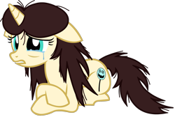 Size: 2037x1367 | Tagged: safe, artist:lt-fleur, imported from derpibooru, oc, oc only, oc:sweet insanity, pony, unicorn, fanfic:rainbow factory, magical mystery cure, crossed hooves, crying, fanfic art, female, i've got to find a way, mare, messy mane, simple background, solo, transparent background, vector