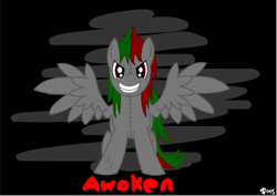 Size: 2810x1994 | Tagged: safe, artist:lt-fleur, imported from derpibooru, oc, oc only, oc:awoken, pegasus, pony, >:d, male, solo, stallion, stitches, vector