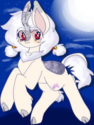 Size: 807x1073 | Tagged: safe, artist:ube, artist:ubebreb, imported from derpibooru, oc, oc:mizuki mochi, kirin, ashes town, big ears, cute, japanese, kirin oc, kirinbetes, moon, neighponese, original art