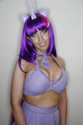 Size: 3456x5184 | Tagged: safe, artist:sarahn29, imported from derpibooru, twilight sparkle, human, bronycon, bronycon 2012, 2012, bra, breasts, cleavage, clothes, cosplay, costume, irl, irl human, looking at you, photo, smiling, smiling at you, solo, underwear