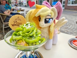 Size: 4032x3024 | Tagged: safe, artist:xeto_de, imported from derpibooru, oc, oc:wingblossom, food, fruit, herbivore, ice cream, irl, kiwi fruit, photo, plushie