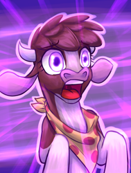 Size: 824x1089 | Tagged: safe, artist:redahfuhrerking, imported from derpibooru, arizona cow, cow, them's fightin' herds, arizona (tfh), bandana, community related, female, open mouth, shocked, solo, uvula